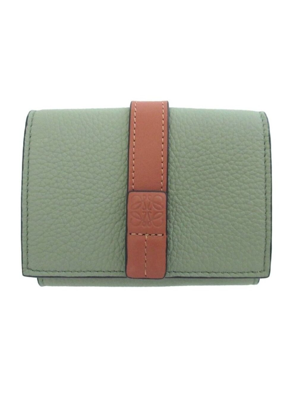 Loewe Anagram Trifold Leather Green Compact Wallet